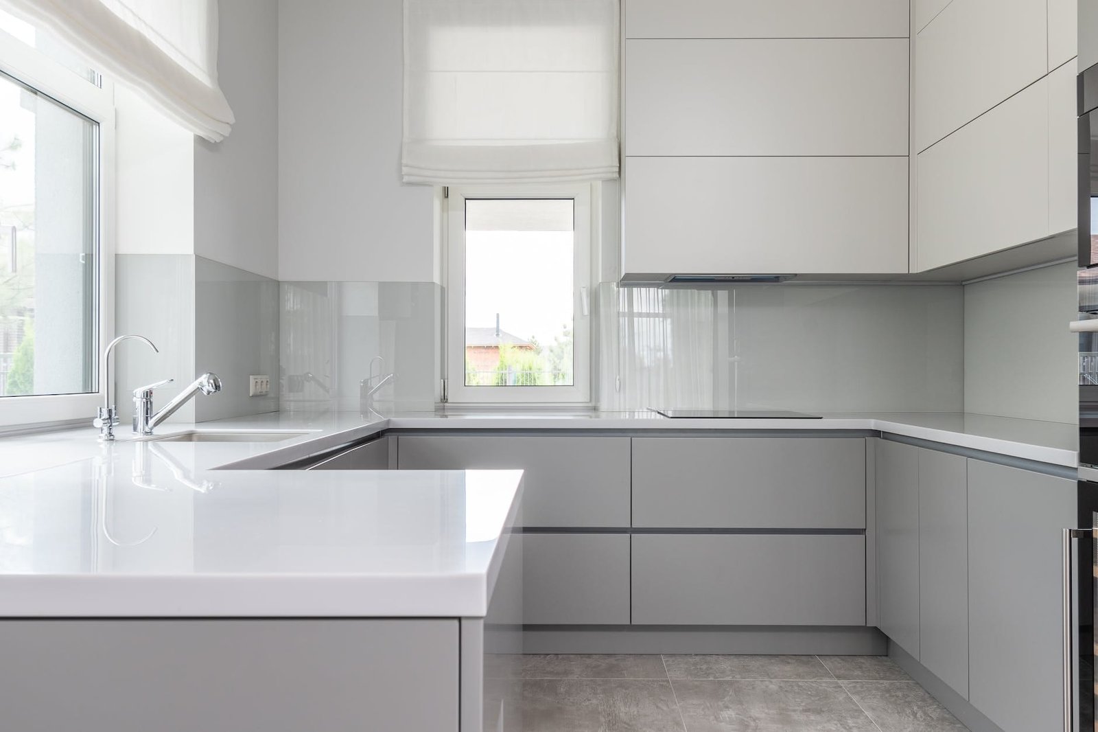 contemporary kitchen with minimal white interior